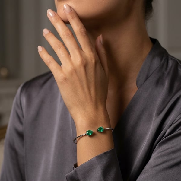 Sahirah Toi et Moi Emerald Silver Bracelet