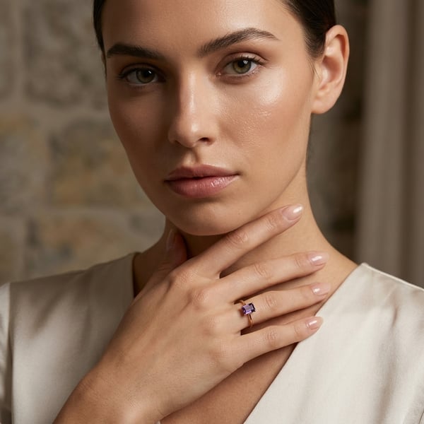 Jana 18K Gold Amethyst Solitaire Ring