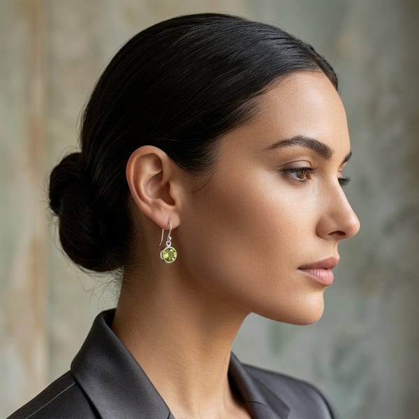Safwa Peridot Bezel Earrings in 925 Silver