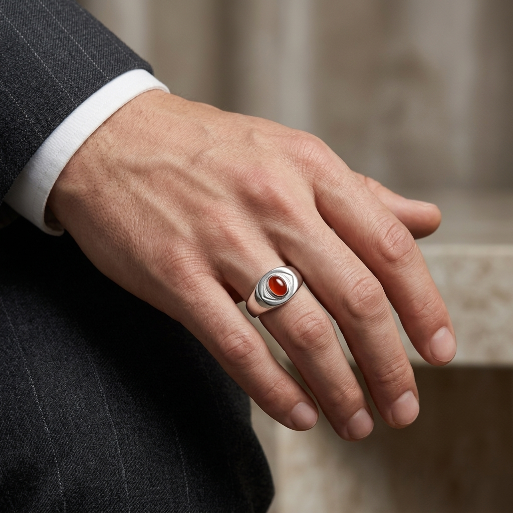 Men’s ring with a natural gemstone