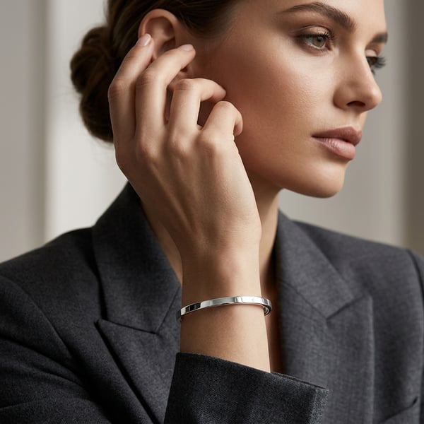 Mariam Sterling Silver Thin Open Cuff Bracelet