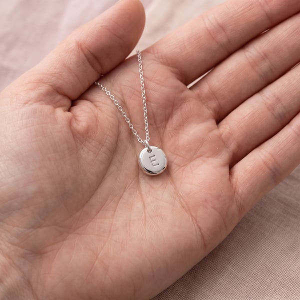 Mafaza Initial E Sterling Silver Pebble Necklace