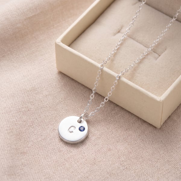 Ghofran Initial C Sapphire Sterling Silver Necklace