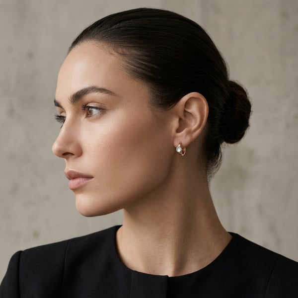 Haseeba 18K Gold Moonstone Band Earrings