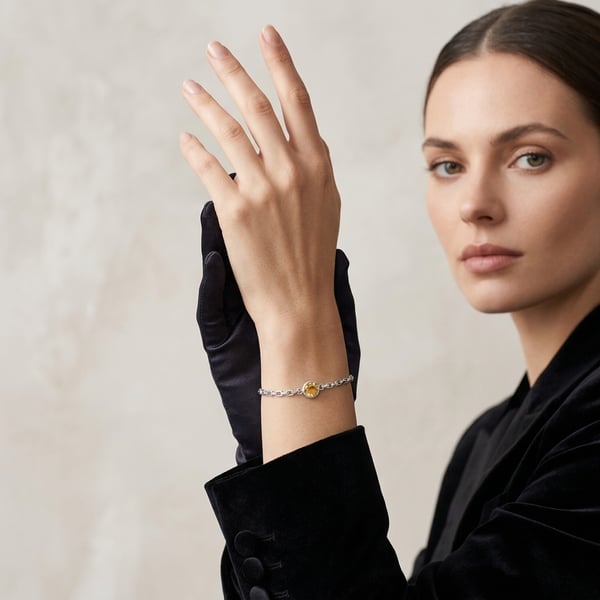 Saada Silver Citrine Minimal Chain Link Bracelet
