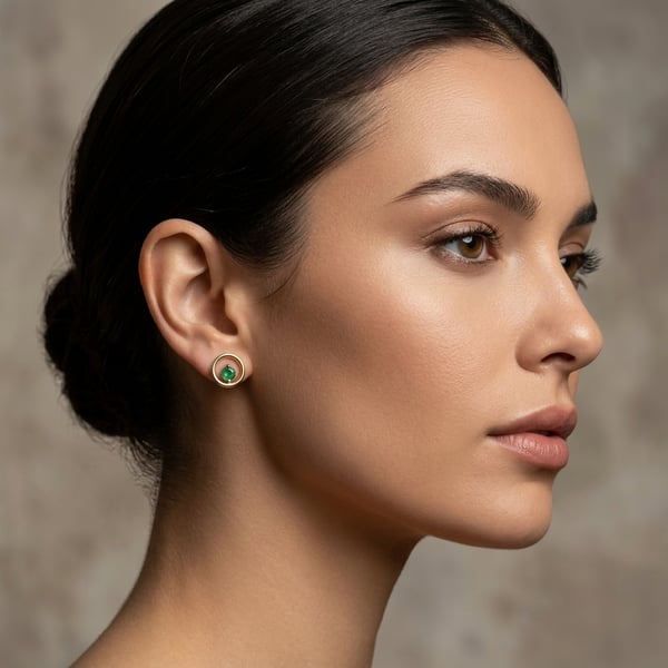 Yamama 18K Gold Floating Emerald Earrings