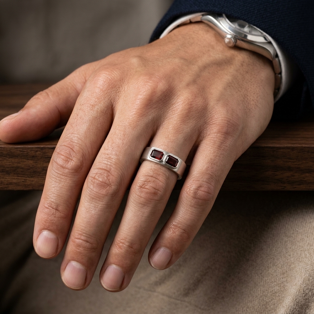 Men’s ring with a natural gemstone