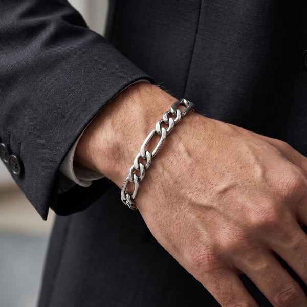 Hamad Figaro Chain Sterling Silver Bracelet