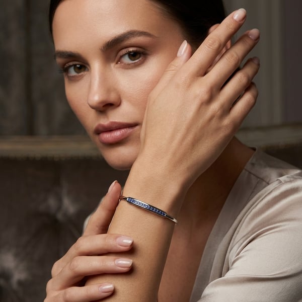 Durriya Silver Sculptural Blue Sapphire Bracelet