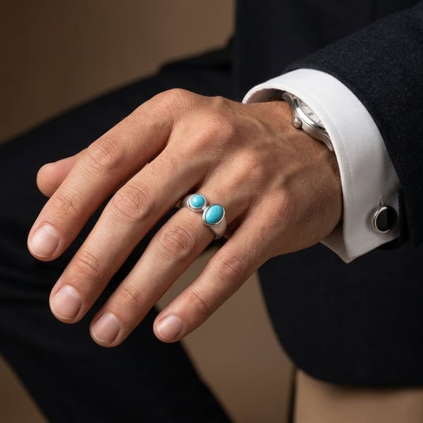 Khalil Toi et Moi Turquoise Silver Ring