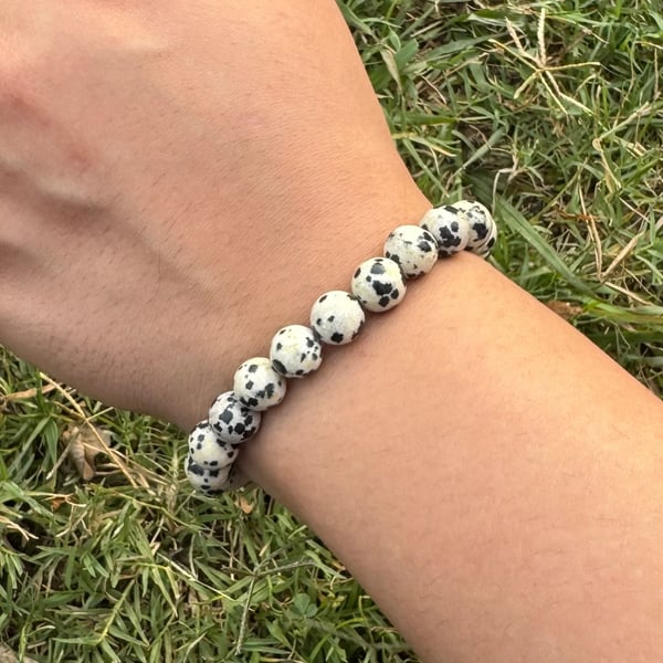 Natural Dalmatian Jasper Bracelet – 100 Carats Round Beads