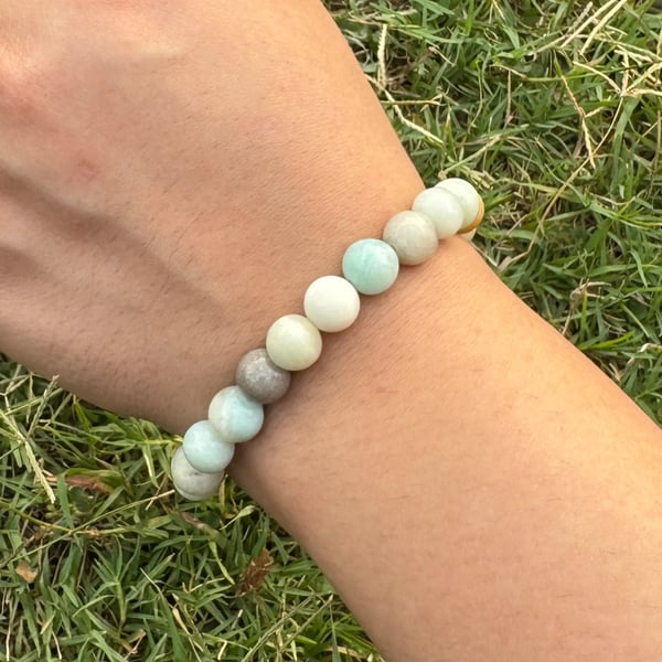 Natural Amazonite Tianhe Stone Bracelet – 99 Carats Beads