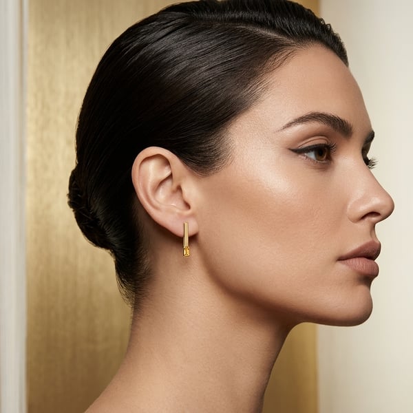 Makarim 18K Gold Citrine Geometric Bar Earrings