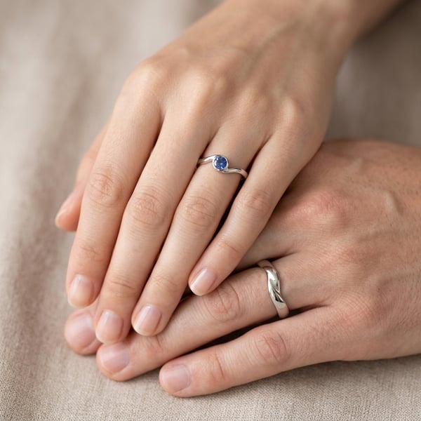 Nahar Fluid Wave Sapphire Silver Wedding Couple Set