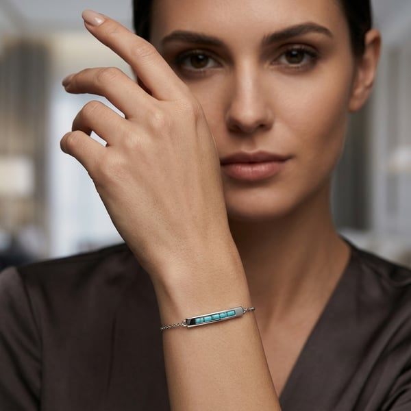 Shihana Turquoise Geometric Bar Bracelet