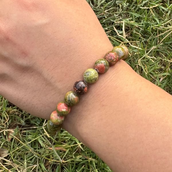 Natural Unakite Bracelet – 112 Carats Natural Beads
