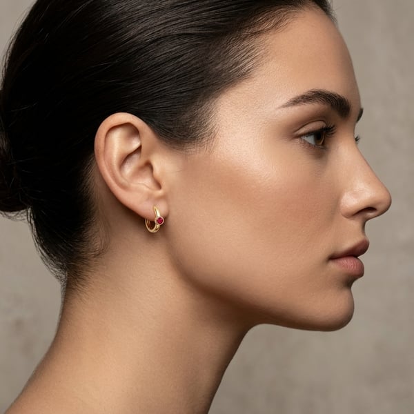 Dina Ruby Dainty Stacking Earrings