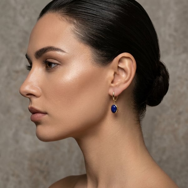 Shaimah Lapis Lazuli Bezel Gold Drop Earrings