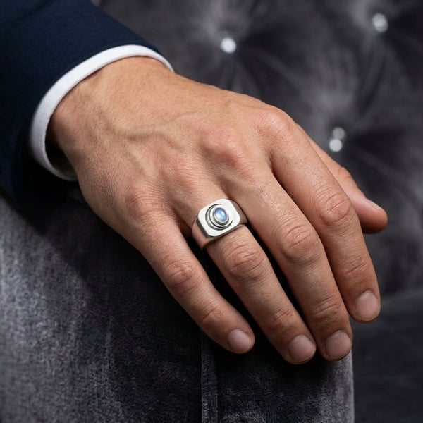 Samir Crescent Moonstone Silver Ring