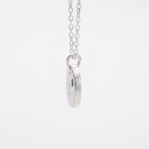 Side view — Ghofran Initial C Sapphire Sterling Silver Necklace