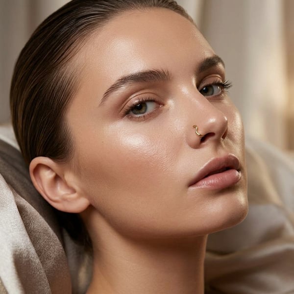 Radwa 18K Gold Fluid Wave Nose Pin