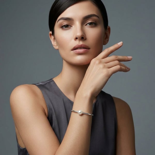 Raya Pearl Sleek Hoop Bracelet