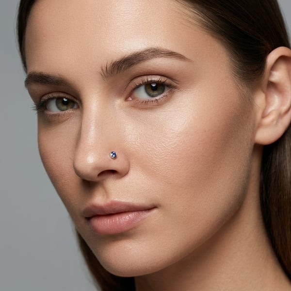 Latefa 18K Gold Sapphire Nose Pin