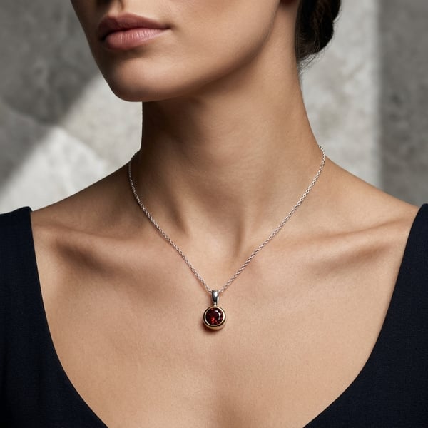 Taibah Mixed Metal Garnet Pendant