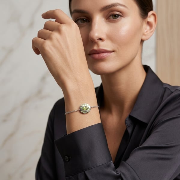 Nadya Peridot Evil Eye Silver Bracelet