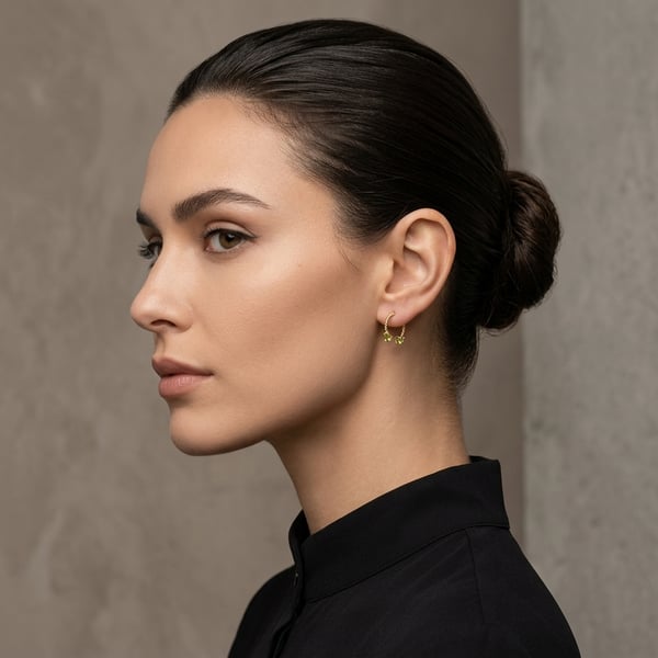 Shadan Peridot Gold Open Cuff Earrings