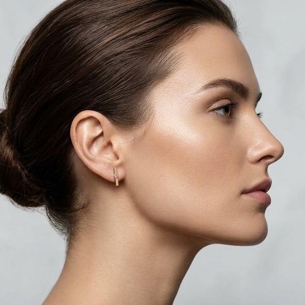 Wasfiyah 18K Gold Pink Sapphire Bar Earrings