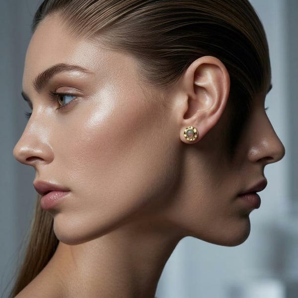 Ziyan 18K Gold Molten Opal Stud Earrings