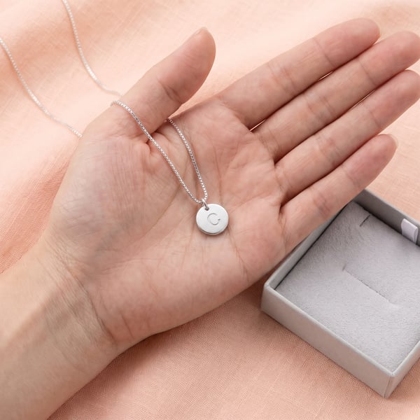 Yasira Initial C Stamped Silver Kids Necklace