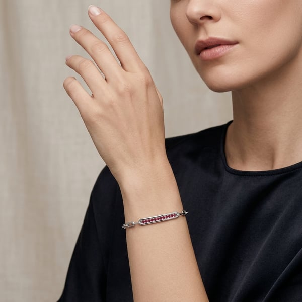 Muniyah Ruby Chunky Chain Silver Bracelet