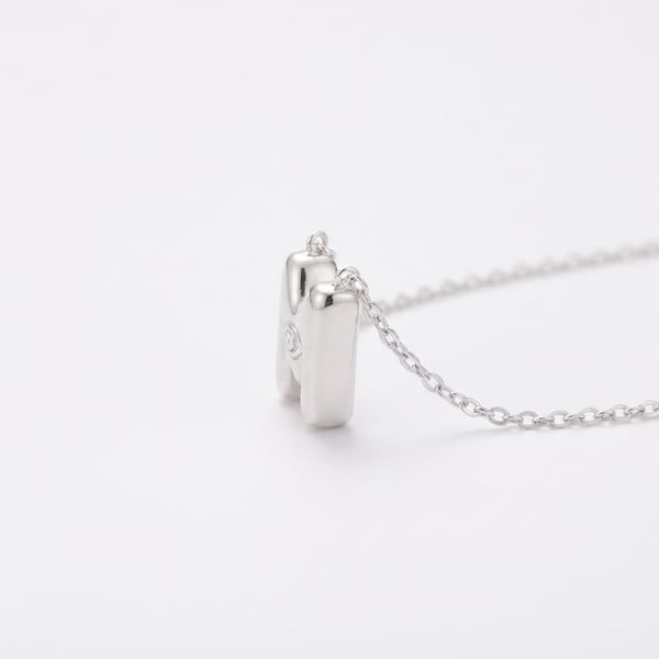 Side view — Yasmina Initial M Sterling Silver Kids Necklace