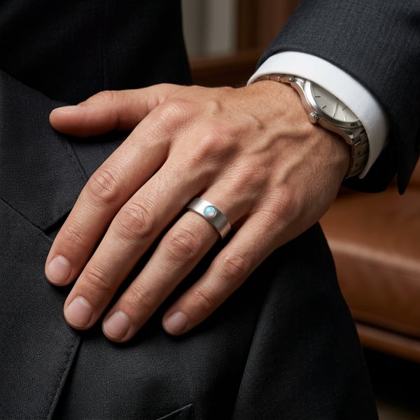 Shaker Opal Sterling Silver Band Ring
