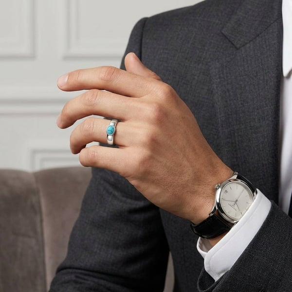 Elias Turquoise Silver Solitaire Ring