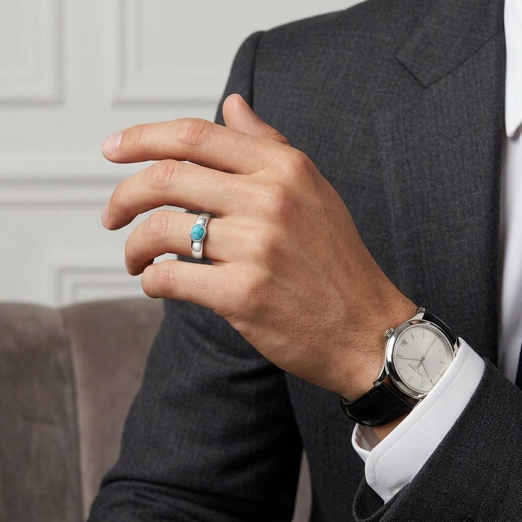 Men’s ring with a natural gemstone