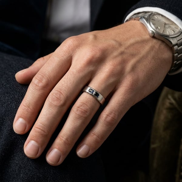 Imad Silver Sapphire Toi et Moi Ring