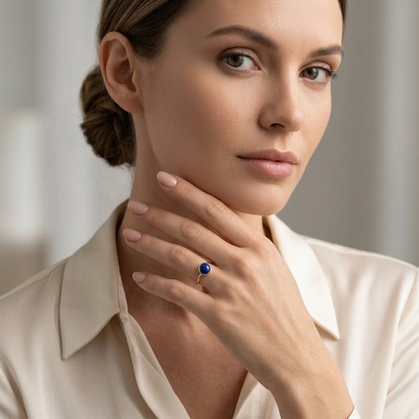Tuhfah 18K Gold Sculptural Lapis Ring