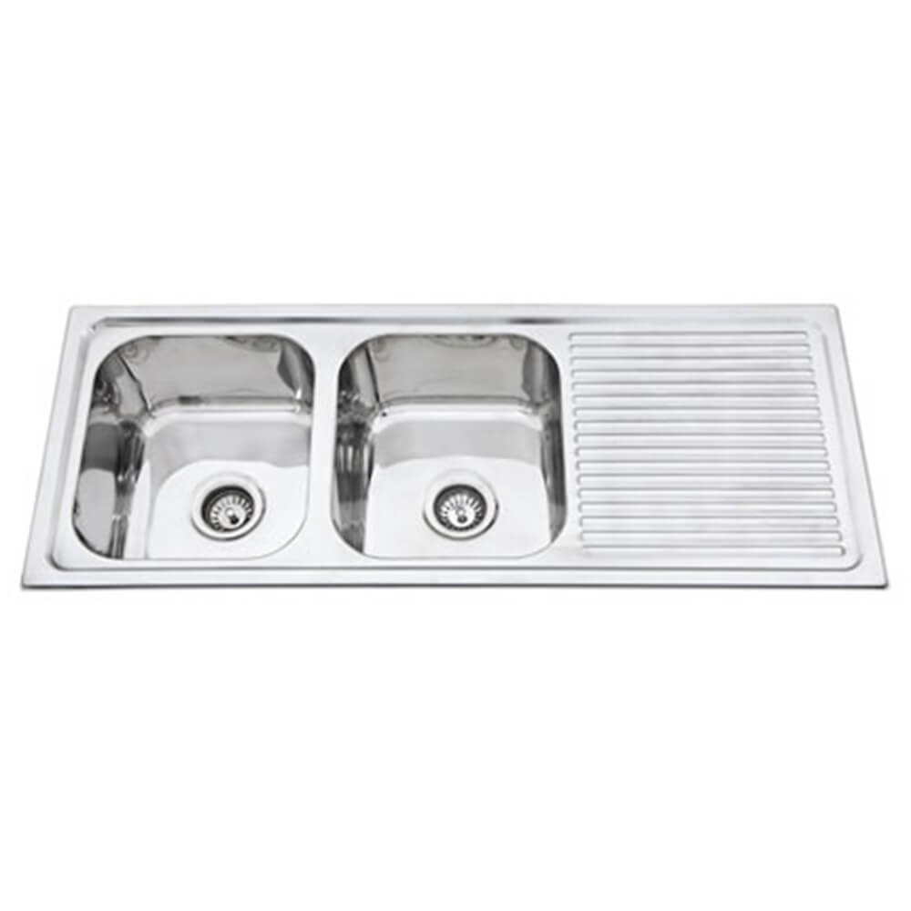 BEST BM BKS-PA200 Stainless Steel Double Bowl Sink With LH / RH Drainer
