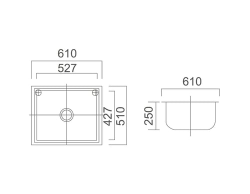 610 x 510 x 250mm