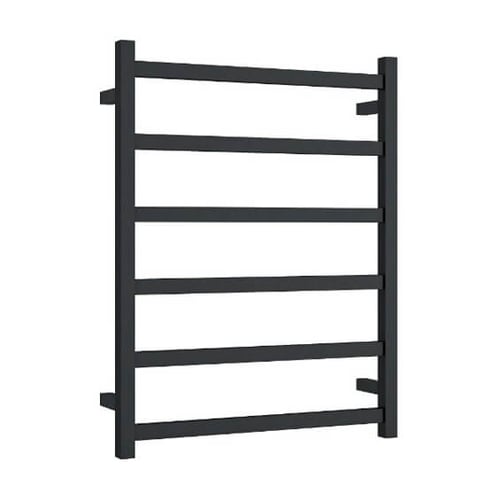 Matte Black Straight / Square 6 Bar Heated Towel Ladder