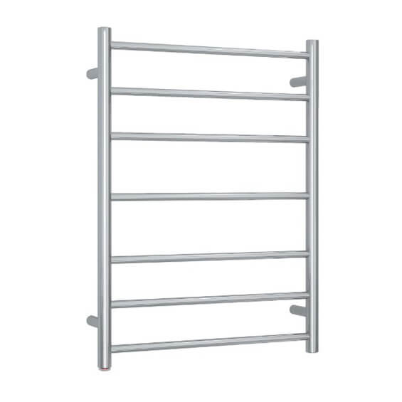 Polished Stainless Steel Straight Round 7 Bar Heated Towel Ladder