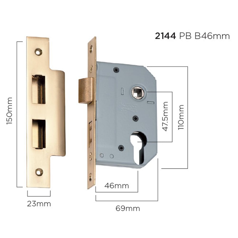 Tradco 45mm &amp; 57mm Backset Euro Mortice Lock