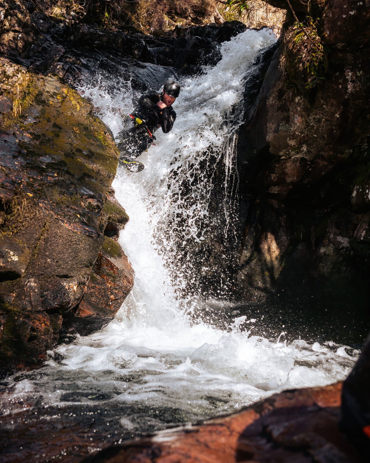 Epic abseil at Grey Mare's Tail Canyoning adventure in Scotland