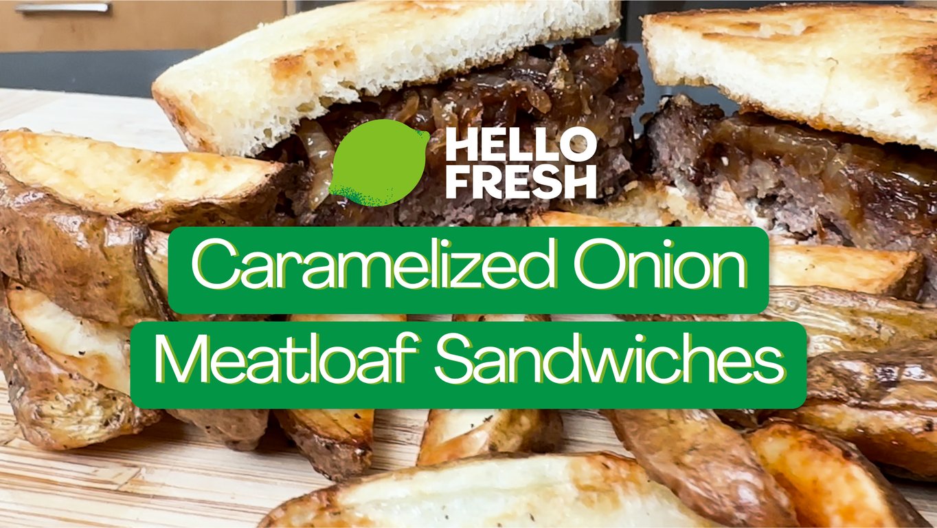 Caramelized Onion Meatloaf Sandwich with Potato Wedges