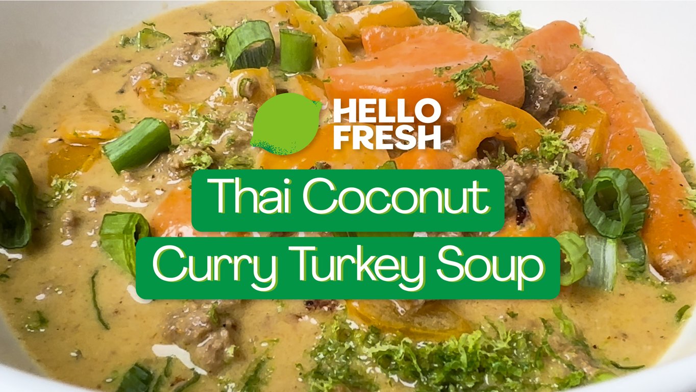 One-Pot Thai Coconut Curry Turkey Soup with vegetables and spices