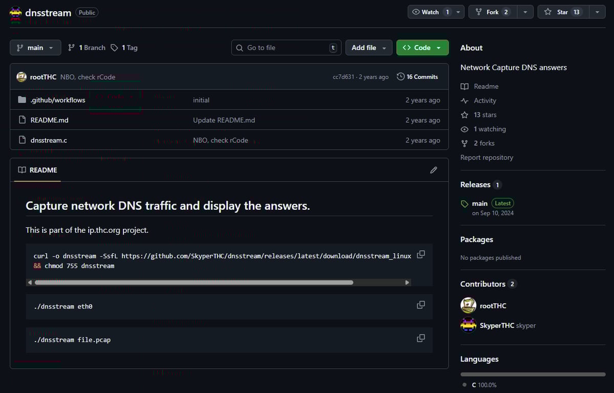 Supporting project screenshot that illustrates the public clues around the IP.THC.ORG data pipeline.