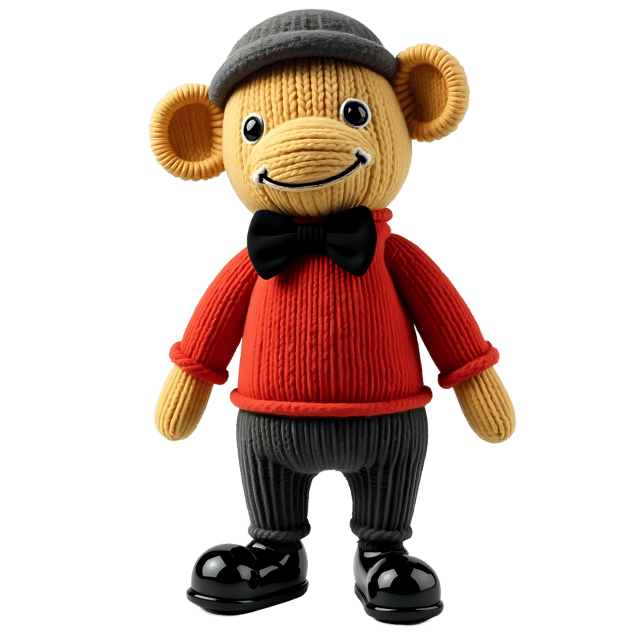 Free transparent PNG: Knitted Figure with Black Bowtie and Polished Shoes PNG